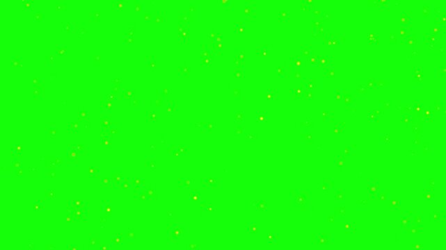 Loop Gold glitter particles. Falling particles on green, white Background