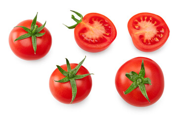 fresh tomato with piece of tomato isolated on white background. clipping path
