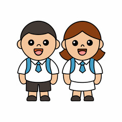 Group of pupils with backpacks wearing a school uniform