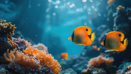 Obraz premium Vibrant Coral Reef with Butterflyfish