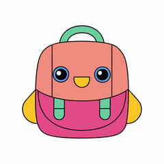 Back to school concept banner illustration. School backpack with stationery and the unique typography Back to school on the bright background. Vector illustration