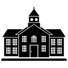 School Building.  Flat Design Style.