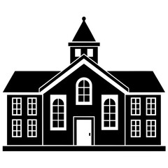 School Building.  Flat Design Style.