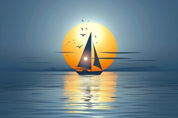 Moonlit sailing adventure with a sailboat and reflections on the water