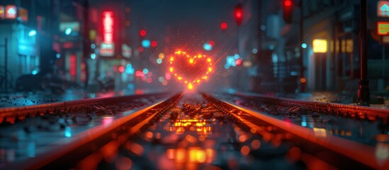 Fototapeta premium Heart of the City: A Nighttime Railway Scene