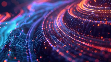 Swirling neon light trails forming intricate designs