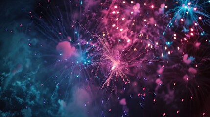 Fototapeta premium Colorful fireworks illuminate the dark sky