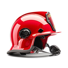 Fototapeta premium red safety helmet of a firefighter rescuer on a white background. 