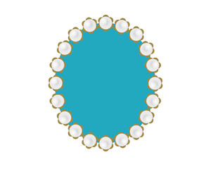 アンティークな真珠の青色の丸いフレーム