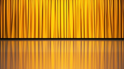 Obraz premium The empty theatre stage with a vibrant yellow curtain provides a perfect backdrop for the spotlight to shine on upcoming performances.