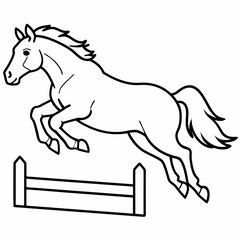 horse is jumping illustration vector line art