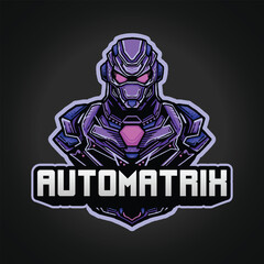 Futuristic Cyborg Robot Esport Gaming Logo Design