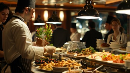 well-composed, visually appealing image of a catering setup or hospitality service in action, representing the company's capability in these areas