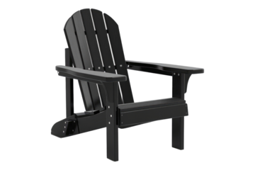 Black adirondack chair featured isolated on transparent background