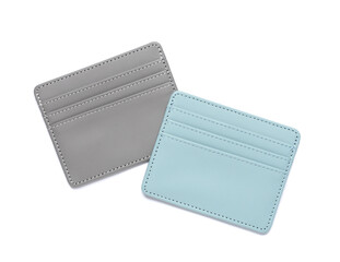 Credit card holders on white background