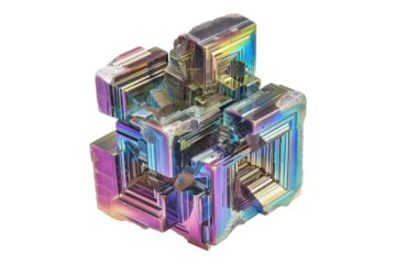 Bismuth crystal isolated on transparent background