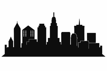 Naklejka premium Boston City Skyline Silhouette, City buildings black Silhouette vector