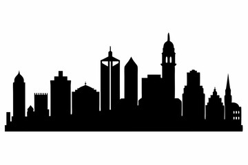 Obraz premium Boston City Skyline Silhouette, City buildings black Silhouette vector