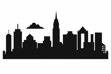 Obraz premium Boston City Skyline Silhouette, City buildings black Silhouette vector