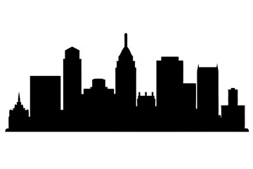 Naklejka premium Boston City Skyline Silhouette, City buildings black Silhouette vector