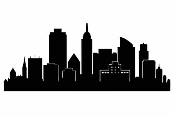 Fototapeta premium Boston City Skyline Silhouette, City buildings black Silhouette vector