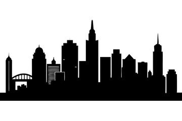 Obraz premium Boston City Skyline Silhouette, City buildings black Silhouette vector 