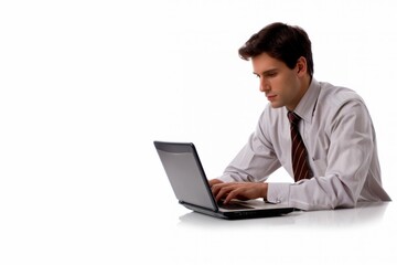 Fototapeta premium Professional Banner with Man Using Laptop