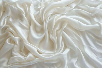 Obraz premium Luxurious White Silk Fabric with Elegant Texture and Soft Folds in Natural Light, Ideal for Fashion, Interior Design, and Textile Backgrounds