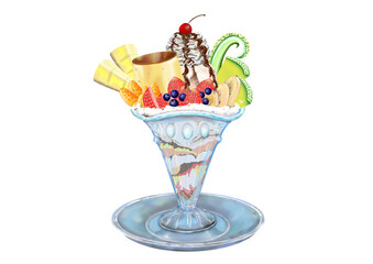 果物とアイスクリームのパフェのカラーラスト