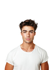 Obraz premium Portrait of Young Man with Slightly Feminine Features and Light Makeup Isolated on Transparent Background