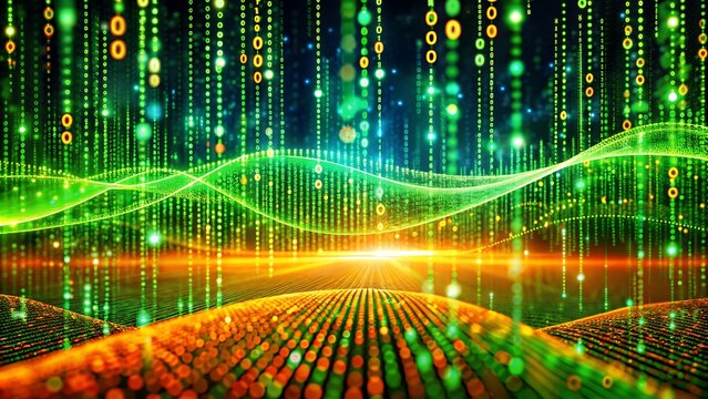 Abstract Digital Wave with Binary Code.