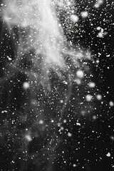 Sublime Eruption: White Powder Burst on Obsidian Canvas