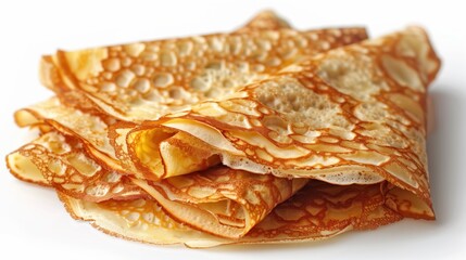 Golden Crepes, thin, lacy, perfectly browned, folded, ready for sweet or savory fillings, close-up, warm, inviting, delicious breakfast or dessert option, artistic presentation