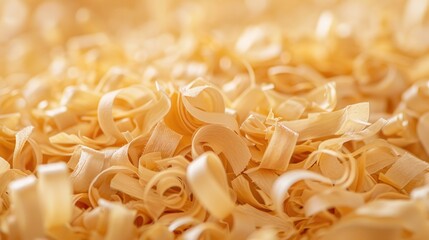 Wood shavings golden curls background