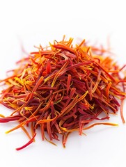 Naklejka premium Vibrant Pile of Saffron Threads, Exotic Spices for Culinary Delights.