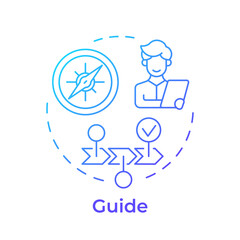 Fototapeta premium Guide blue gradient concept icon. Person that helping navigate career path. Strategic planning. Support. Round shape line illustration. Abstract idea. Graphic design. Easy to use in article