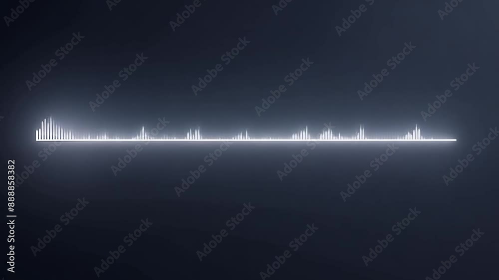 Poster this white audio waveform displayed on a dark grey background. technology background