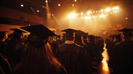 A large group of people wearing graduation caps