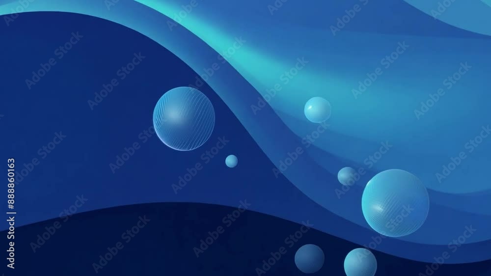 Poster This Abstract blue background with floating bubbles. Technology background