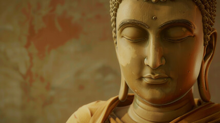 A statue of a Buddha with a serene expression