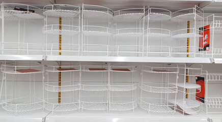 Fruit Basket Corner Shelf Made Of Metal Displayed In A Minimarket