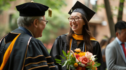A man and a woman are smiling at each other