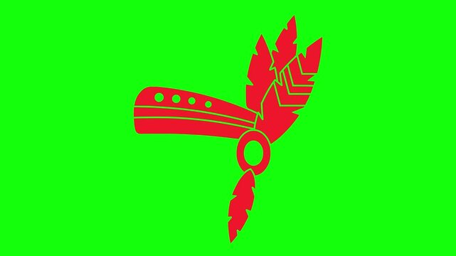 ethnic illustration video animation feather american indigenous silhouette headdress logo native icon indian traditional tribal chief head tribe culture outline america bonnet costume for green screen