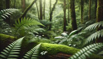 green fern in the forest