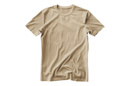 Blank beige t shirt isolated on transparent background