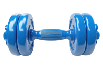 Blue dumbbells isolated on transparent background