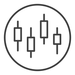 Circle with Japanese Candlestick Charts vector Technical Analysis icon or symbol in outline style