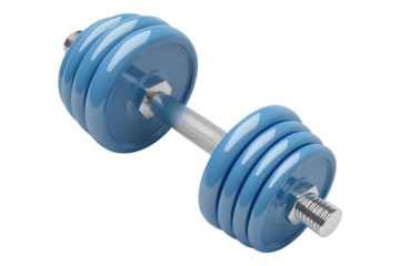 Blue dumbbells isolated on transparent background