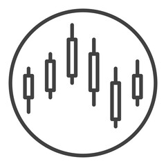 Cryptocurrency Candlestick inside Circle vector thin line icon or symbol