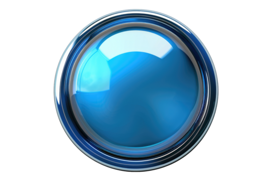 Blue web push button isolated on transparent background